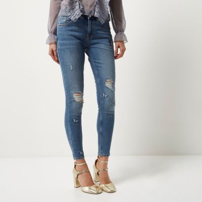 Blue embroidered Alannah relaxed skinny jeans